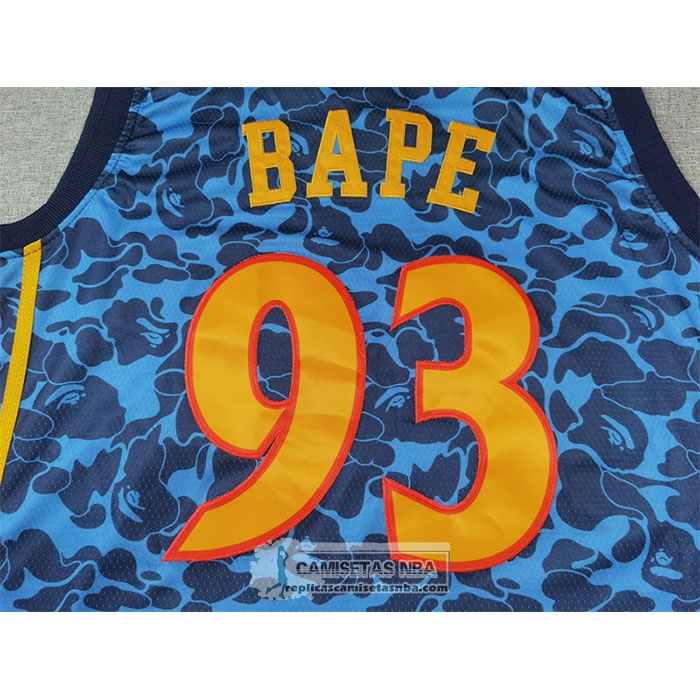 Camiseta Golden State Warriors NO 93 Bape Mitchell & Ness 2009-10 Azul